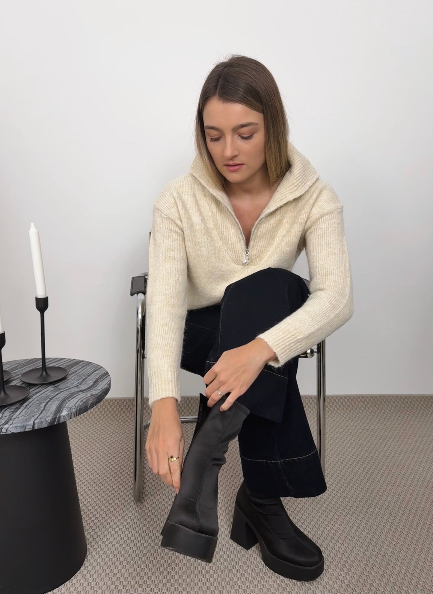 FLORINE - JEAN WIDE LEG BLEU FONCE