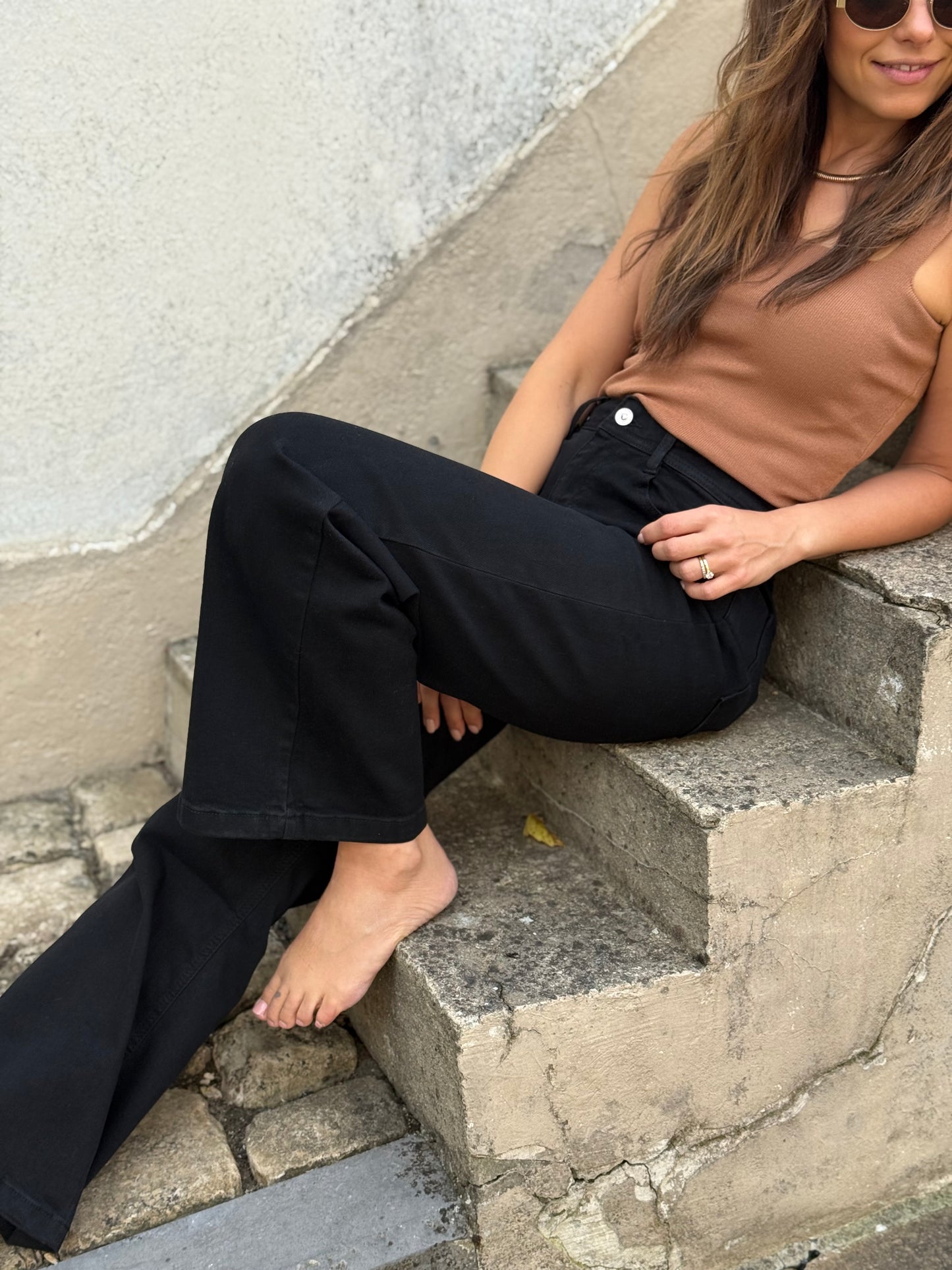 GAIA NOIR - JEAN COUPE WIDE LEG