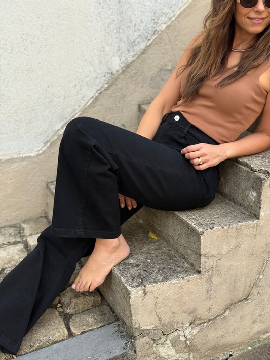 GAIA NOIR - JEAN COUPE WIDE LEG