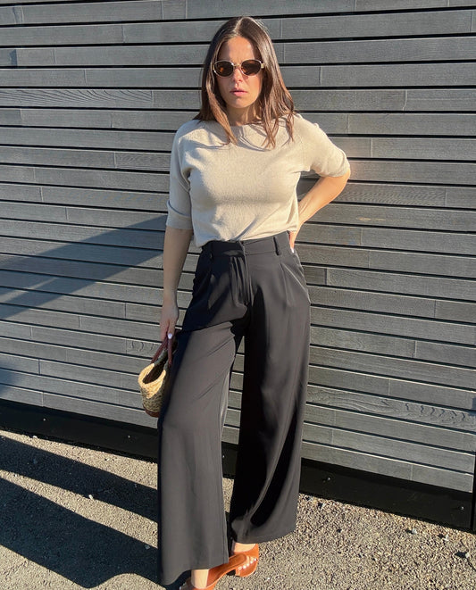 AGATHE - PANTALON TAILLE HAUTE NOIR