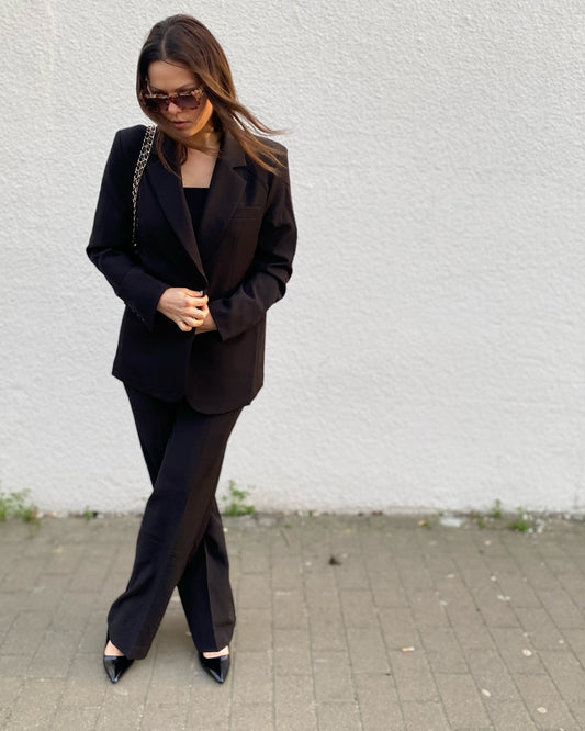 LUNA - PANTALON COUPE FLARE NOIR