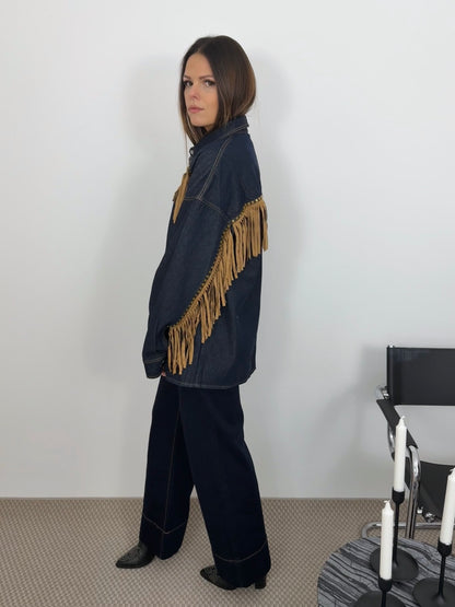 ISALINE - ROBE VESTE OVERSIZED BLEUE