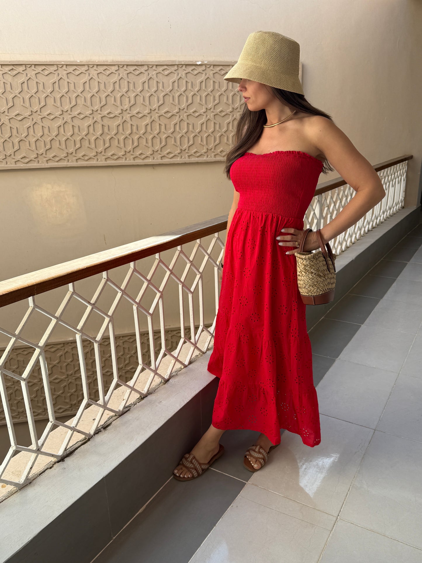 AMANDINE - ROBE LONGUE BUSTIER ROUGE