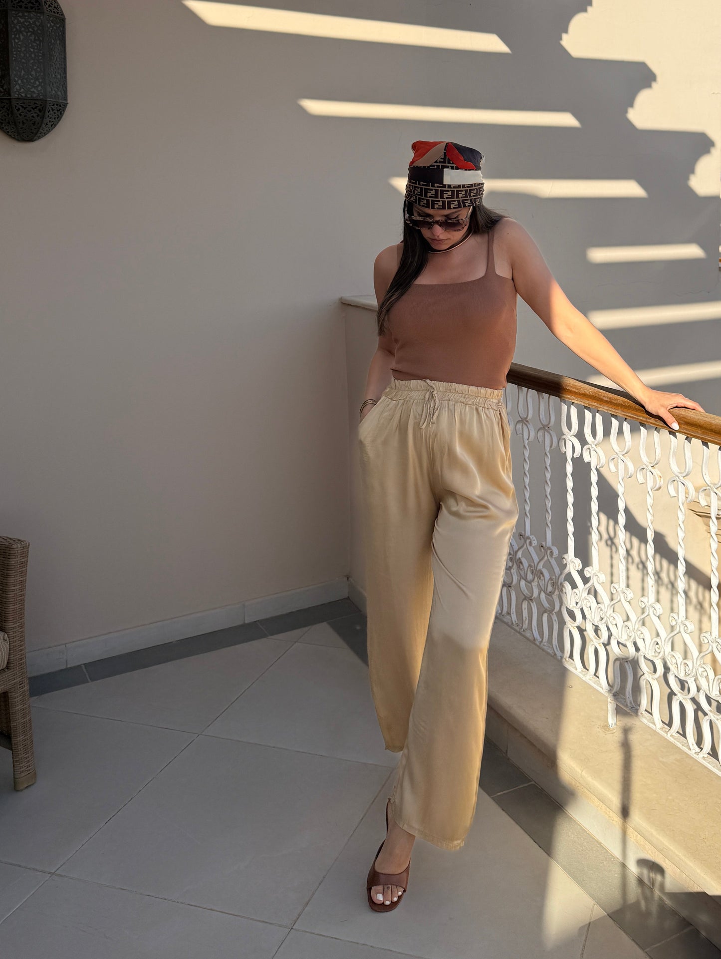 CLAUDIA - PANTALON SATINE BEIGE
