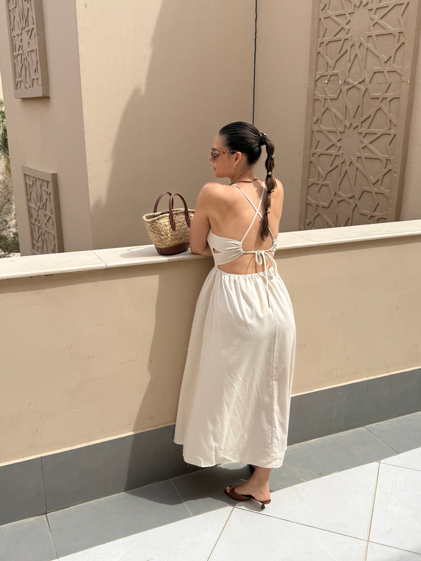 CONSTANCE - ROBE LONGUE ECRU DOS AJOURE