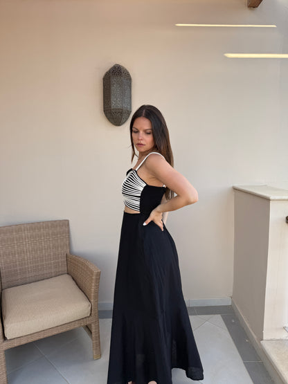 GARANCE - ROBE LONGUE NOIRE AJOUREE