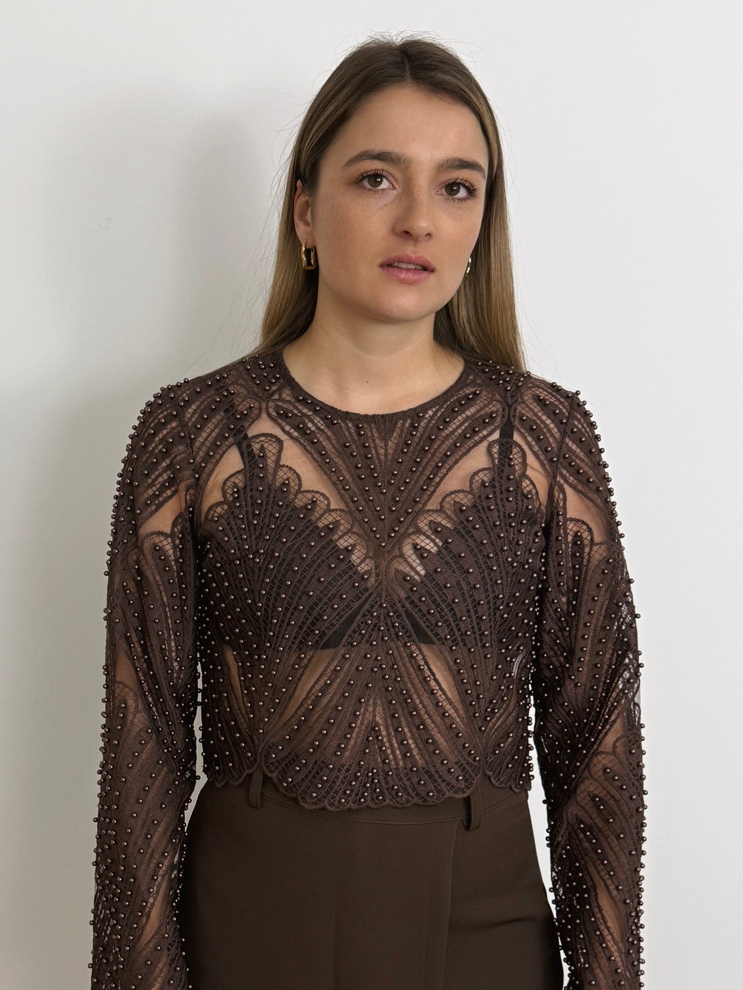 CLEMENCE - BLOUSE PERLEE CHOCO
