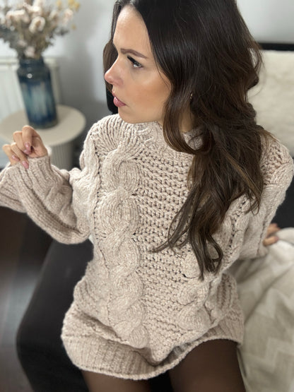 ADELE BEIGE - ROBE PULL MAILLE