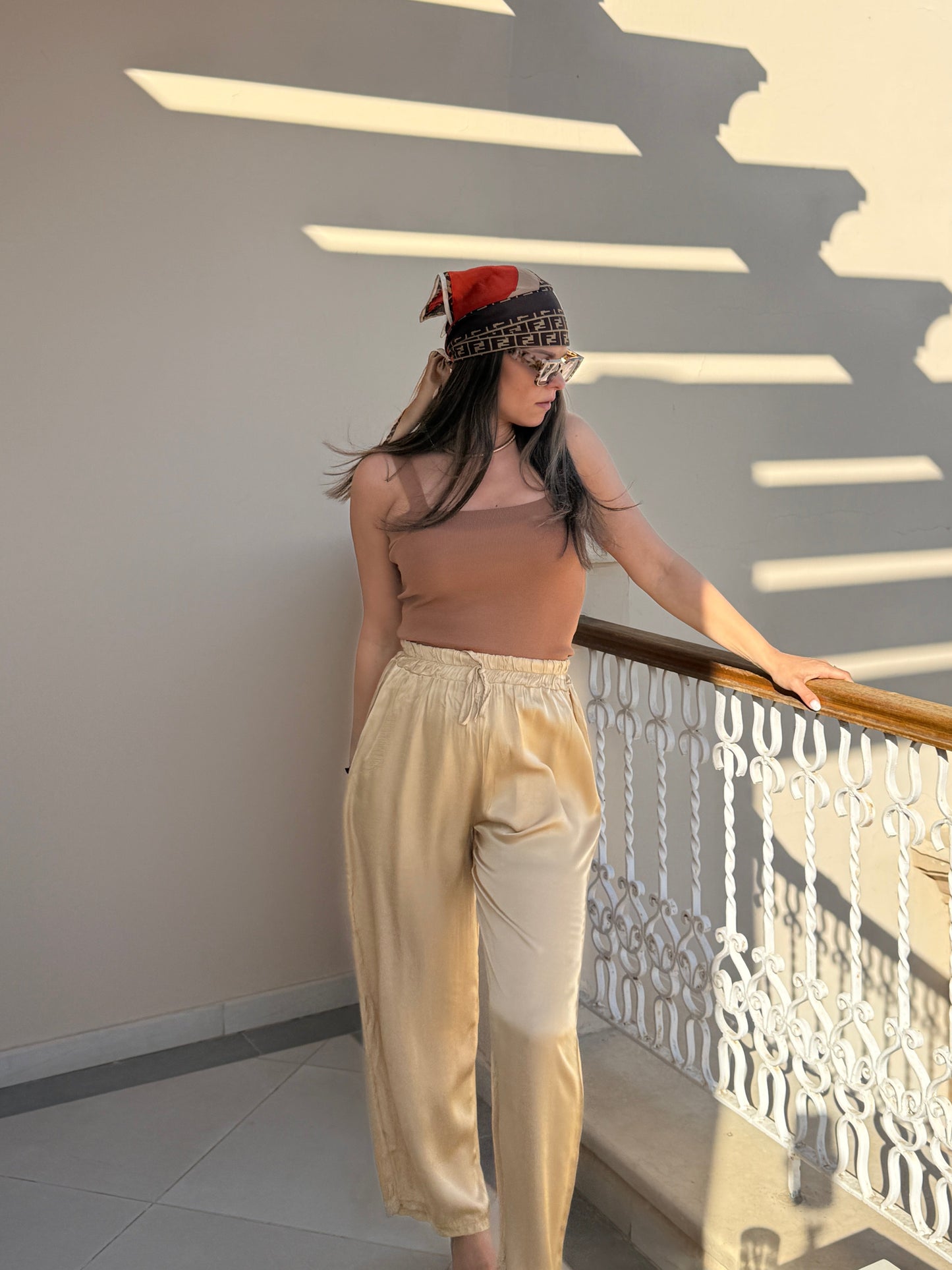 CLAUDIA - PANTALON SATINE BEIGE