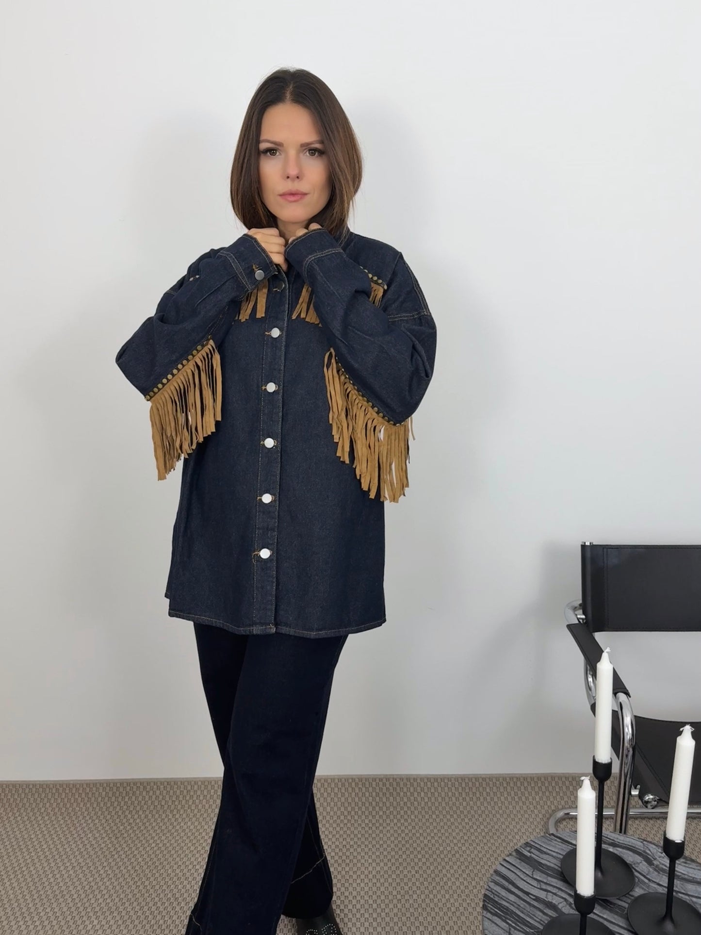 ISALINE - ROBE VESTE OVERSIZED BLEUE