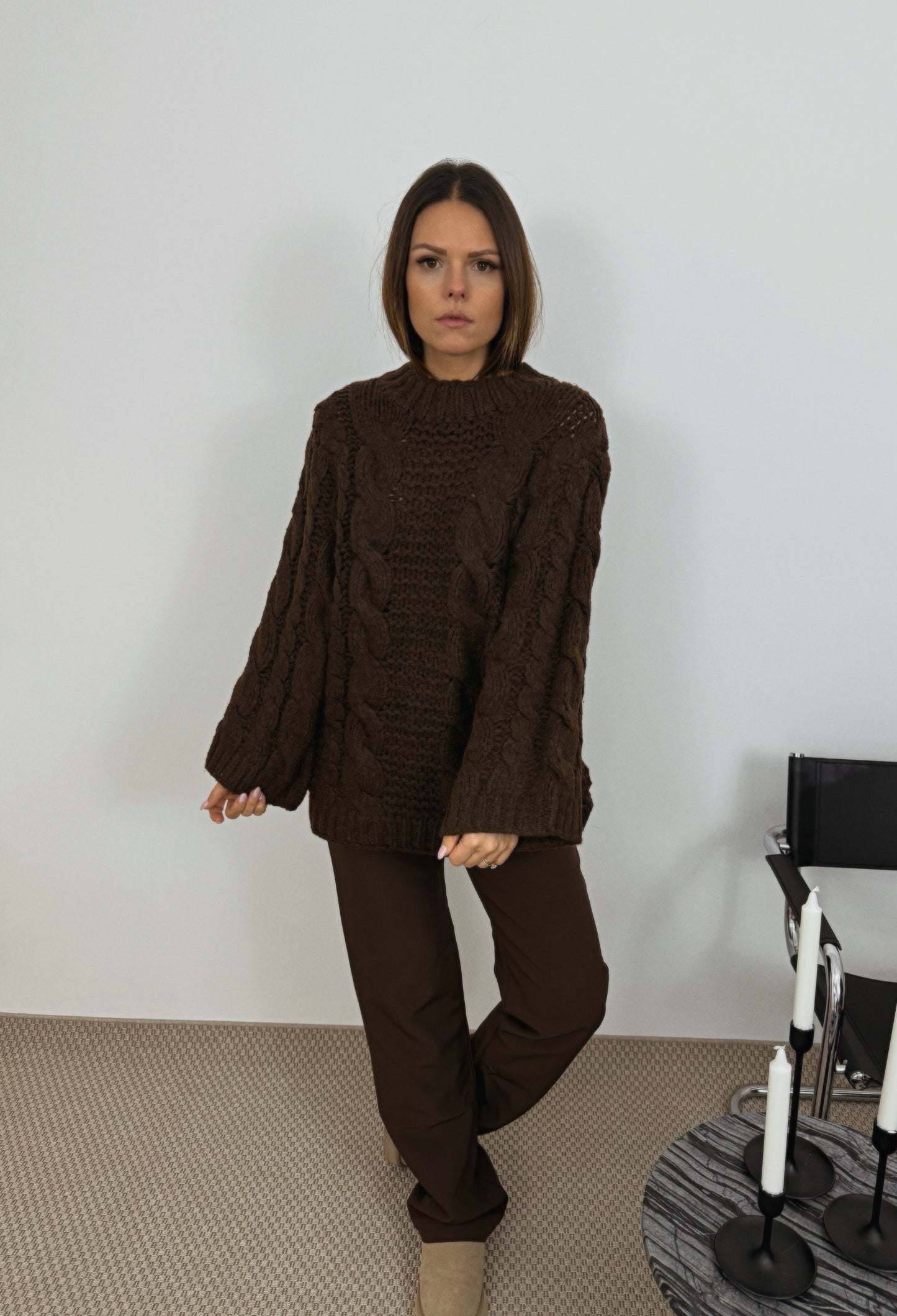 ADELE - ROBE PULL MAILLE CHOCO