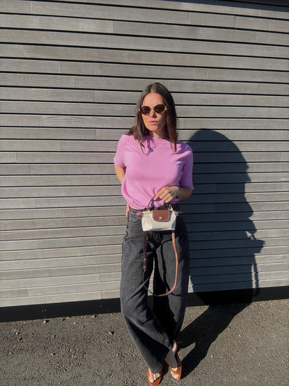 VANESSA - PULL MANCHE COURTE ROSE