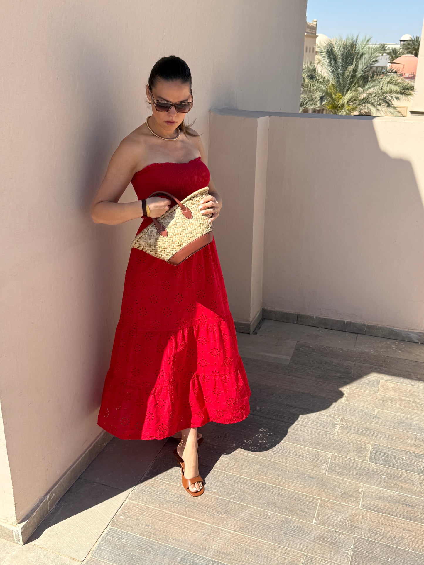 AMANDINE - ROBE LONGUE BUSTIER ROUGE