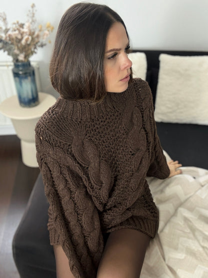 ADELE - ROBE PULL MAILLE CHOCO