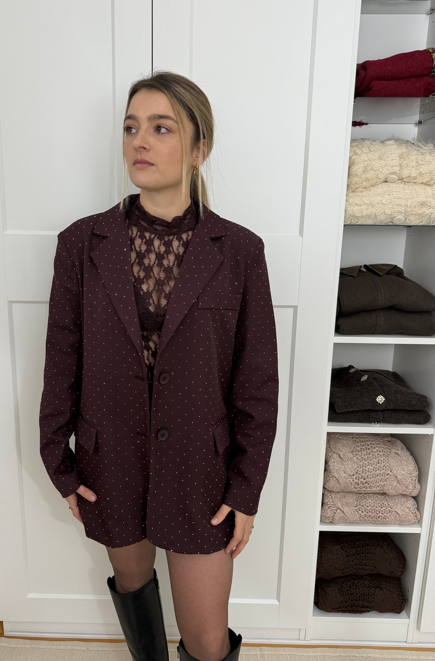 CECILE - BLOUSE DENTELLE PRUNE