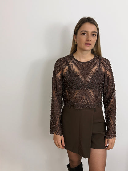 LOUISE - JUPE SHORT CHOCO