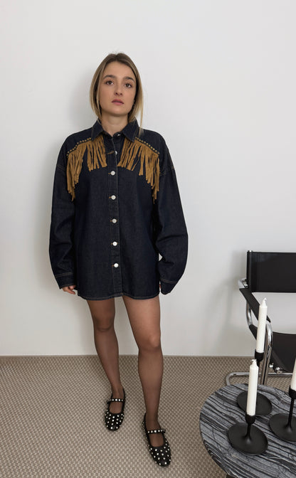 ISALINE - ROBE VESTE OVERSIZED BLEUE