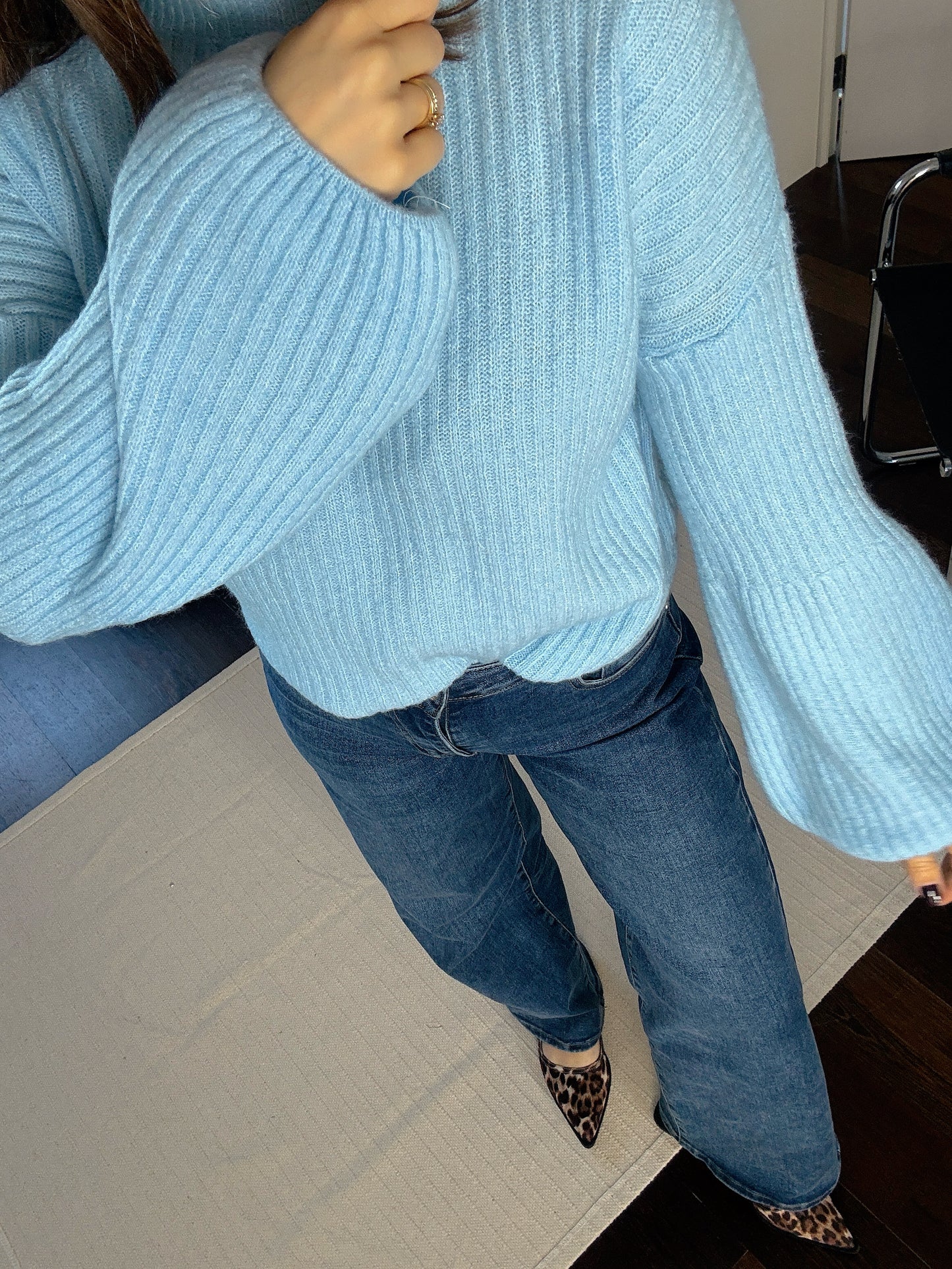 AURORE - PULL MANCHE BALLON BLEU