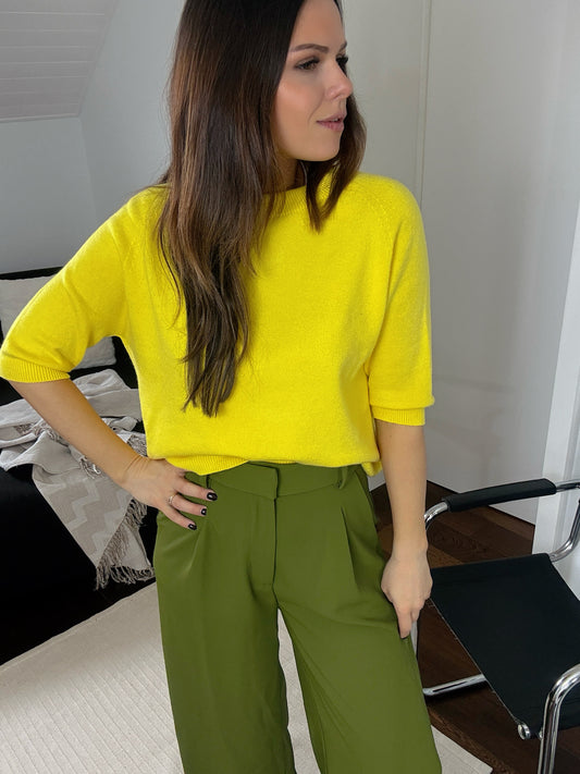 VANESSA - PULL MANCHE COURTE JAUNE