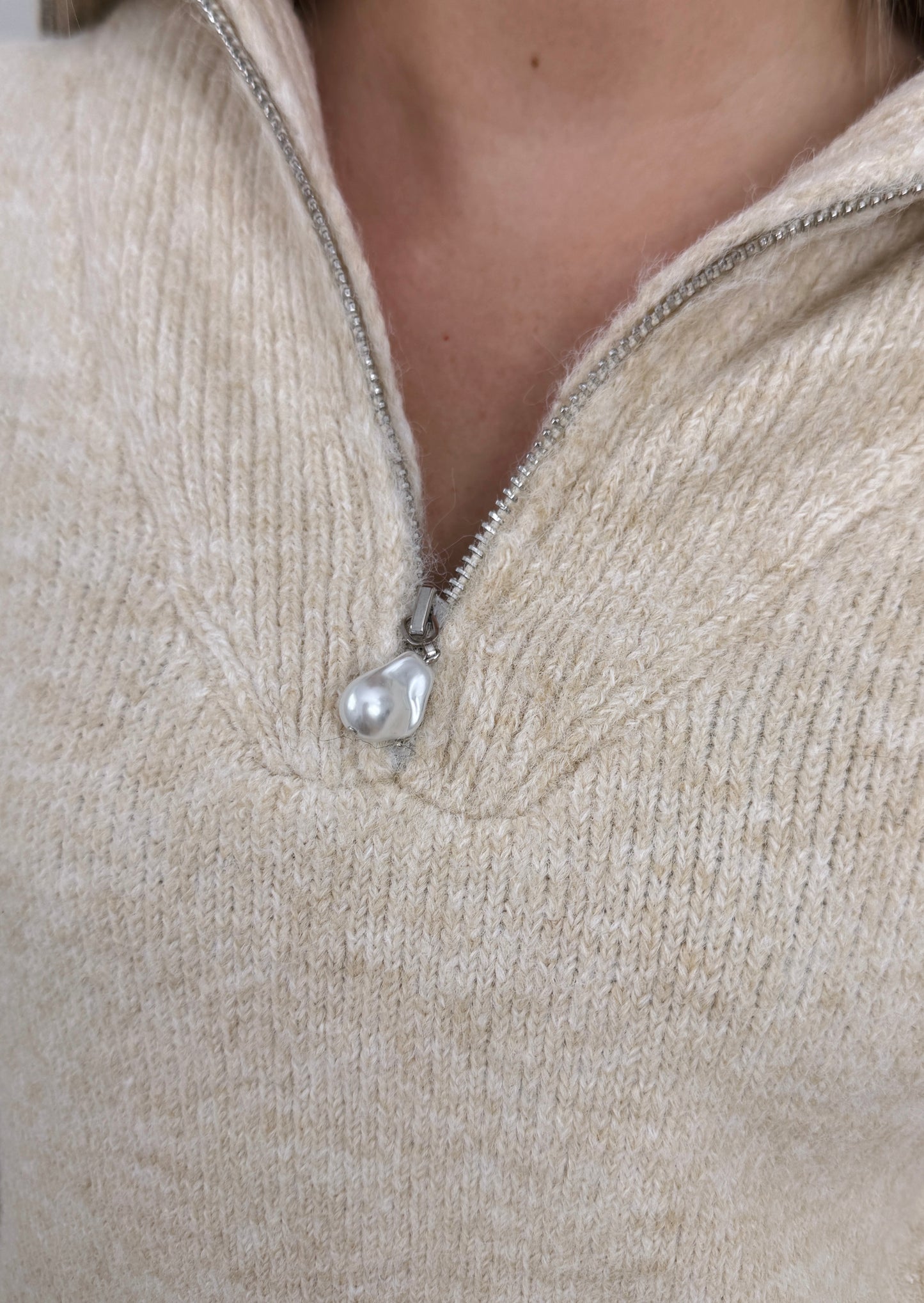 MATHILDE - PULL ZIPPÉ CREME