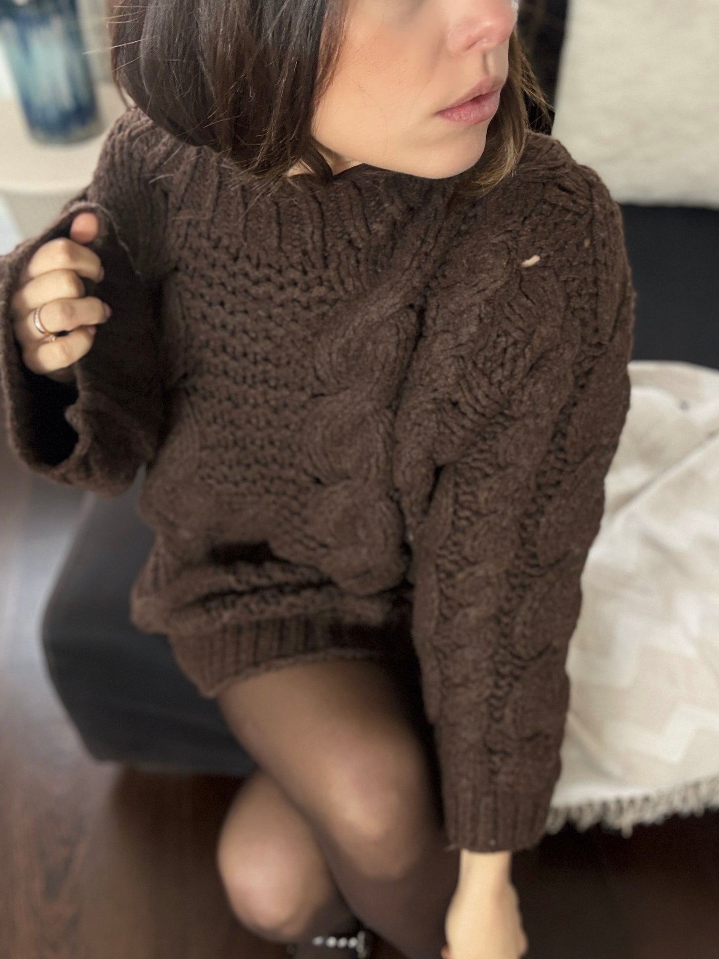 ADELE - ROBE PULL MAILLE CHOCO
