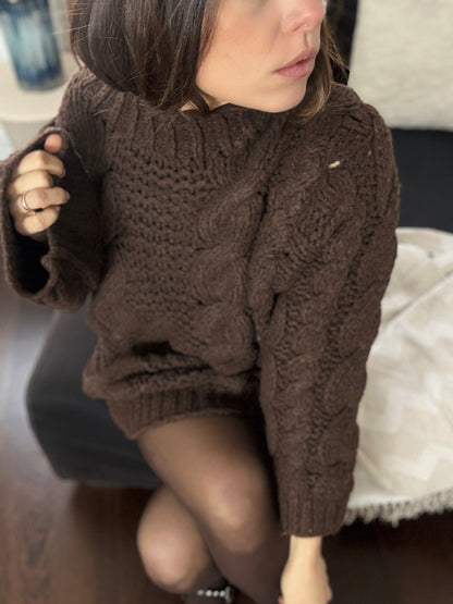 ADELE - ROBE PULL MAILLE CHOCO