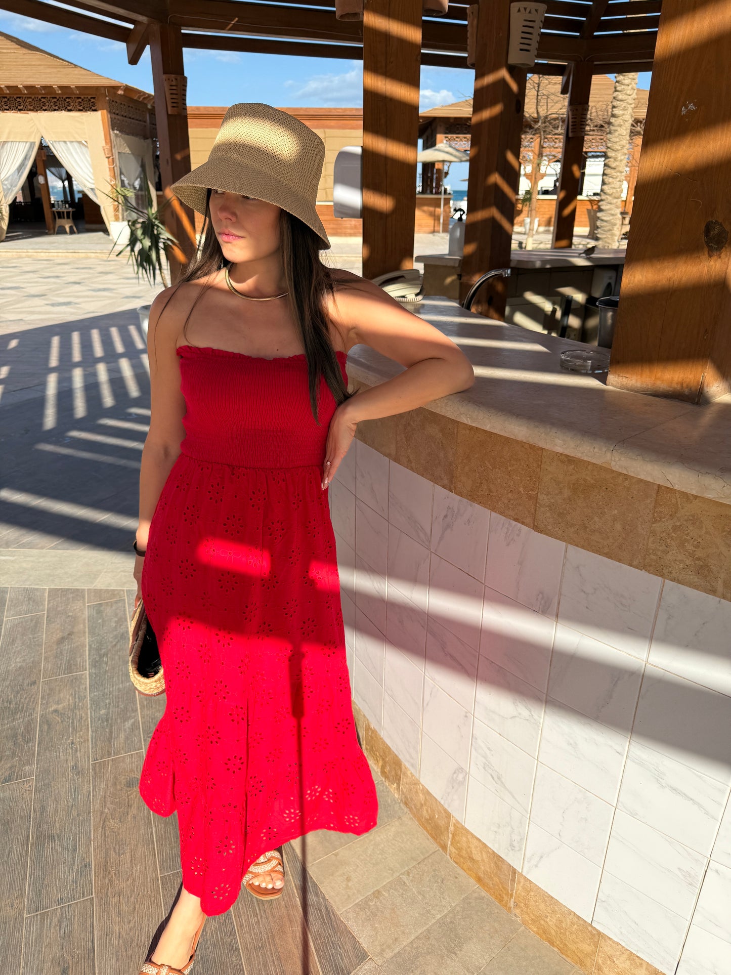 AMANDINE - ROBE LONGUE BUSTIER ROUGE
