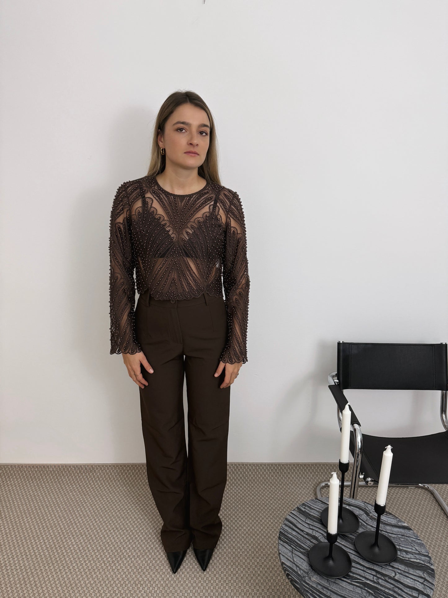 CLEMENCE - BLOUSE PERLEE CHOCO