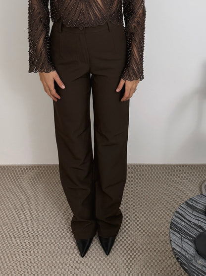 PAULINE - PANTALON DROIT CHOCO