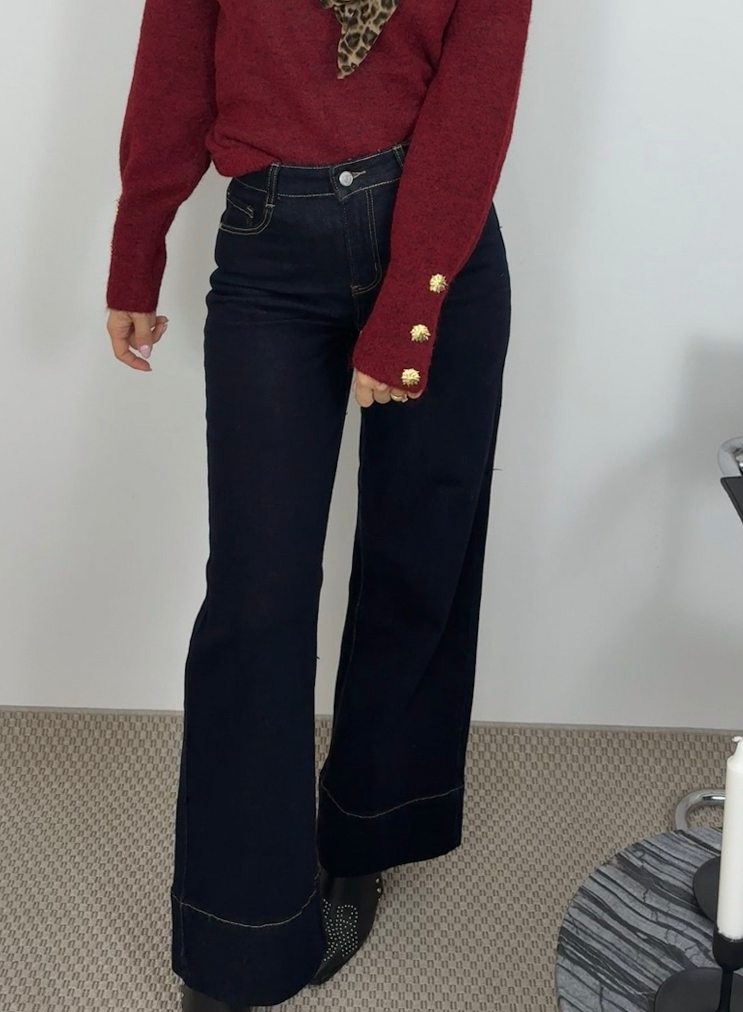 FLORINE - JEAN WIDE LEG BLEU FONCE