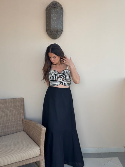 GARANCE - ROBE LONGUE NOIRE AJOUREE