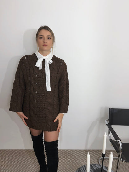 ADELE - ROBE PULL MAILLE CHOCO