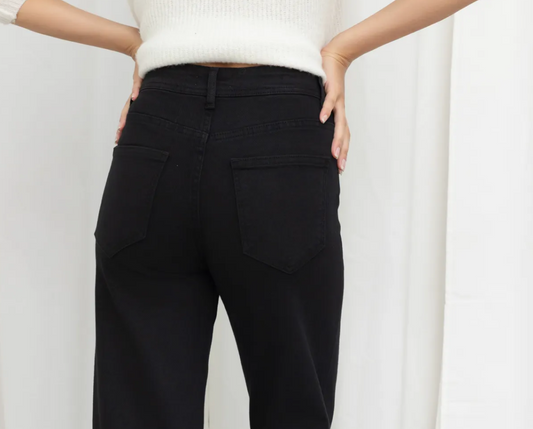 GAIA NOIR - JEAN COUPE WIDE LEG