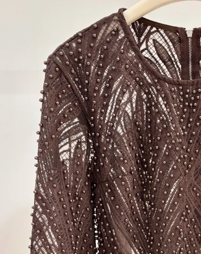 CLEMENCE - BLOUSE PERLEE CHOCO