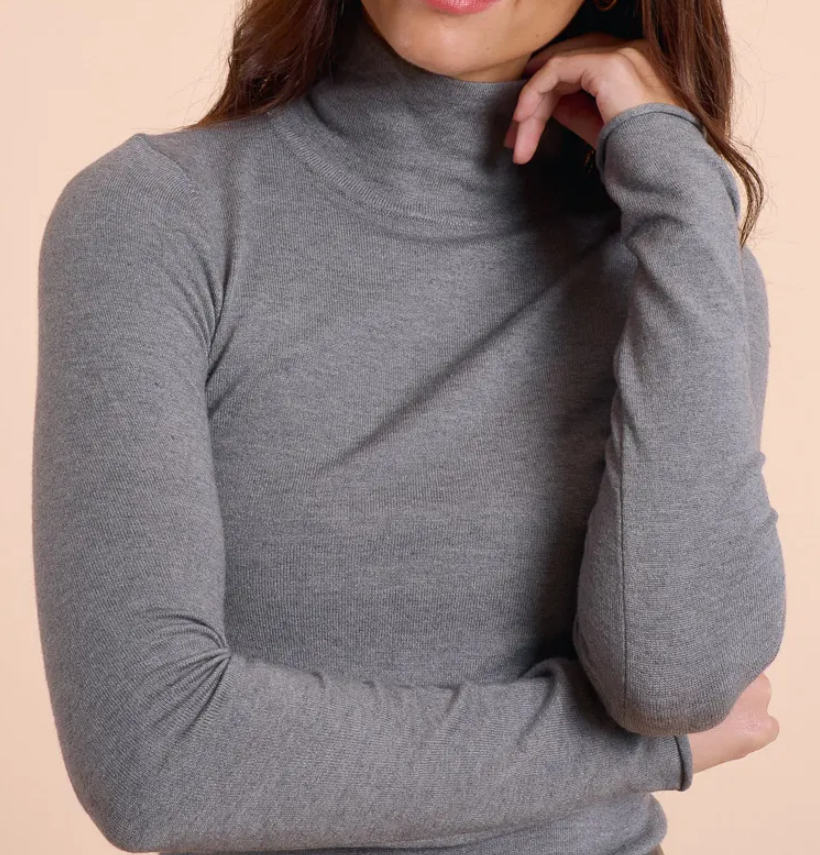 CAMILLE - PULL FIN COL ROULE GRIS