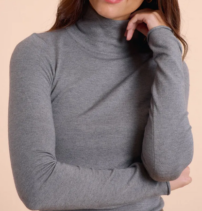 CAMILLE - PULL FIN COL ROULE GRIS