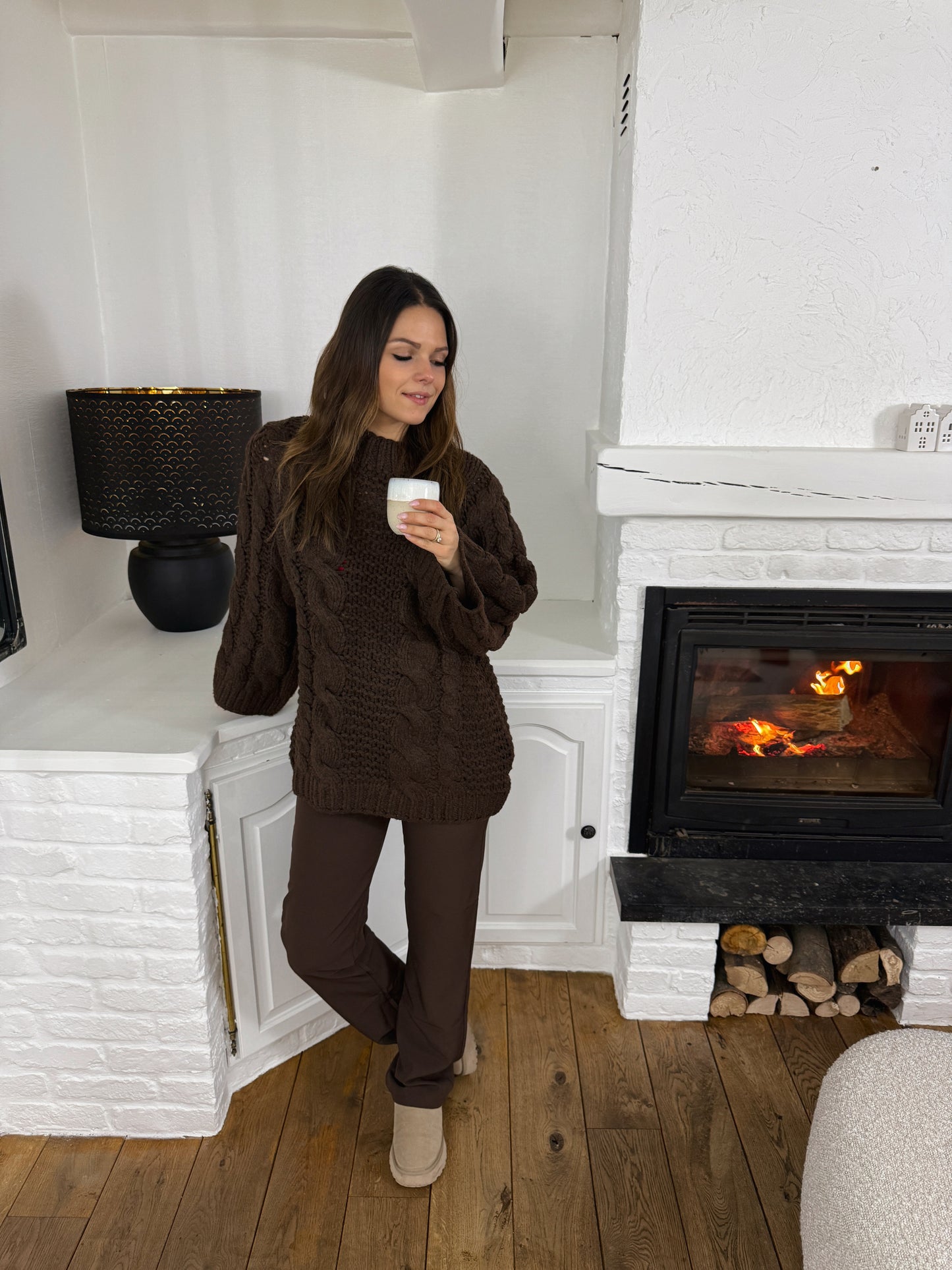 PAULINE - PANTALON DROIT CHOCO