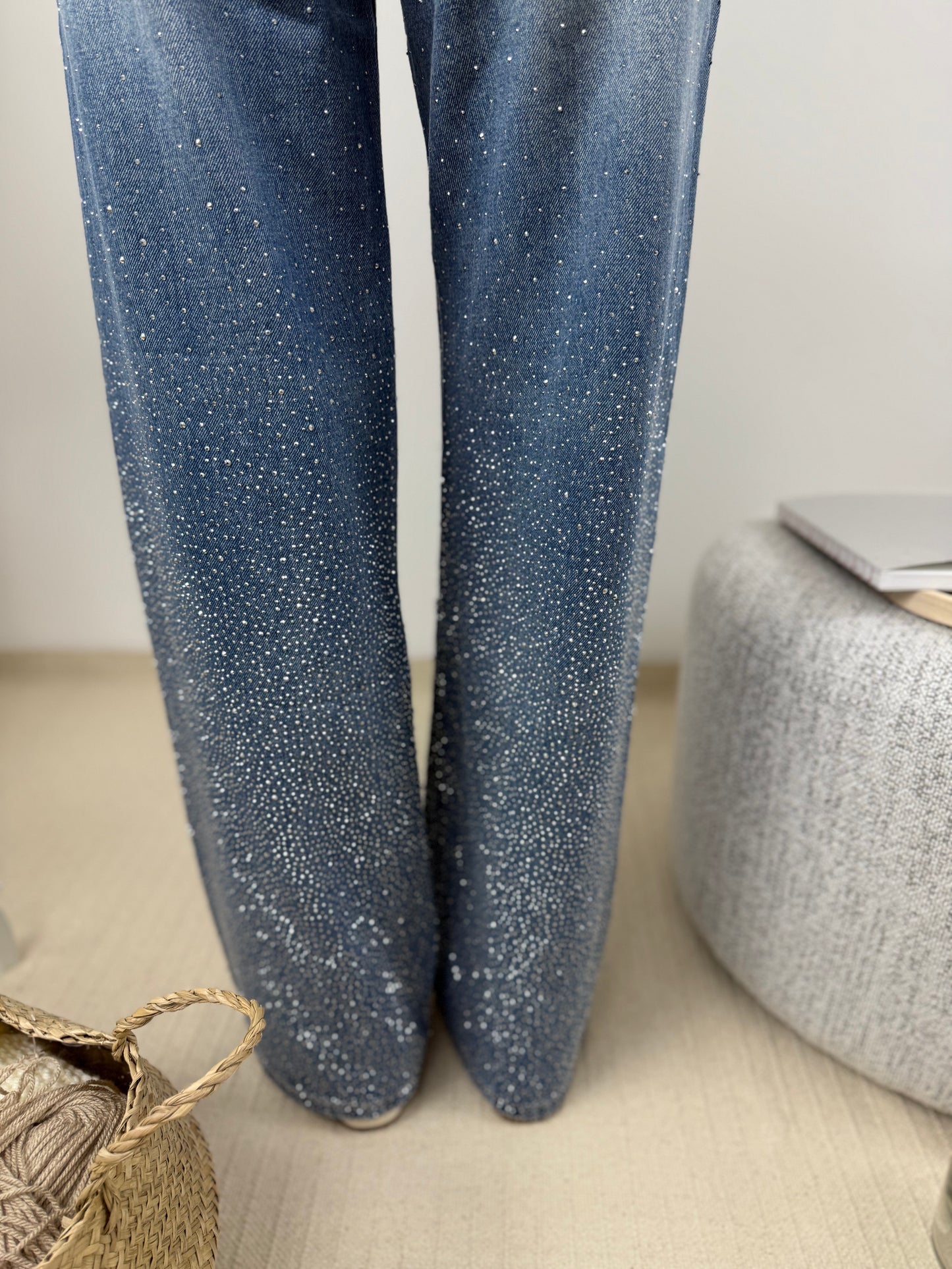 LEONIE BLEU - JEAN STRASS COUPE WIDE LEG