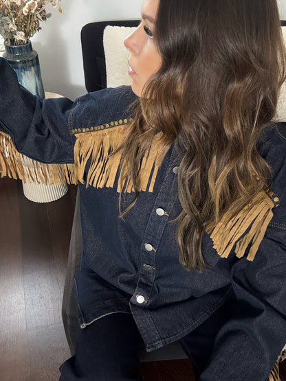 ISALINE - SURCHEMISE ROBE VESTE OVERSIZED BLEUE
