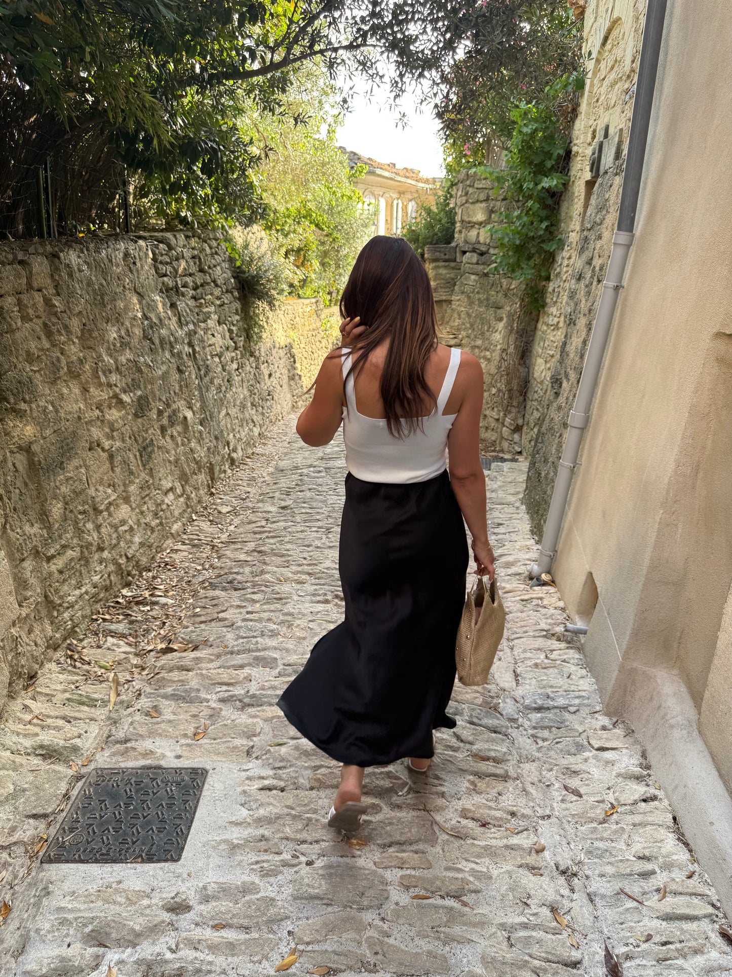 JUNE NOIR - JUPE LONGUE SATIN